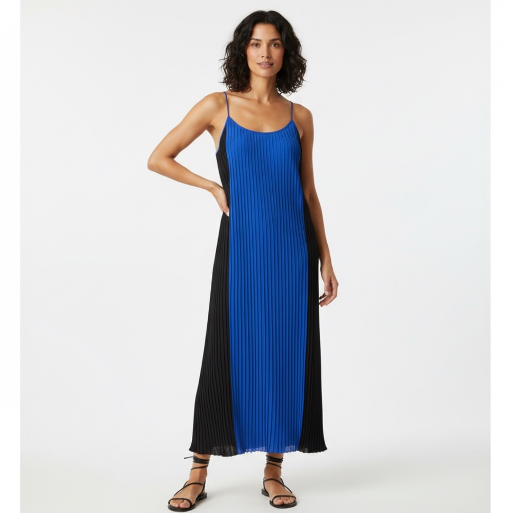 Banana Republic Blue Micro Pleat Maxi Slip Dress, 12